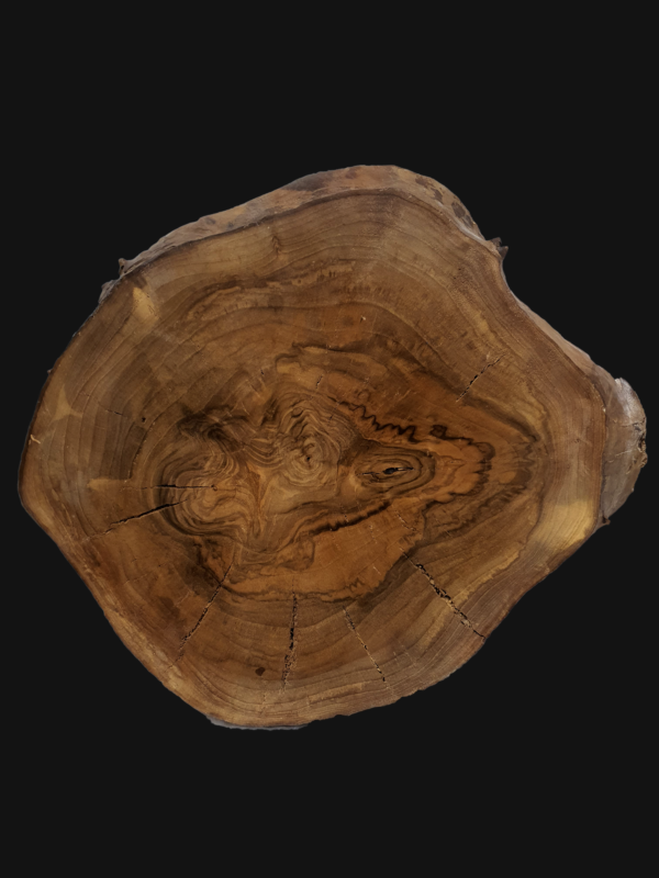 Runde Holzplatte aus Walnuss | 53x45x6cm